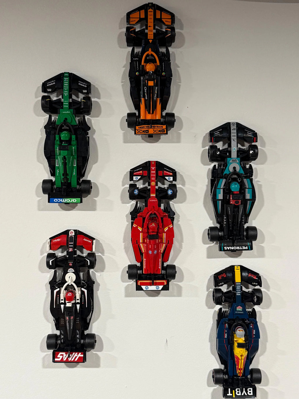 Wall Mount for Lego Speed Champions Formula 1 Cars - Display Holder 5 or 10 Mounts With Screws