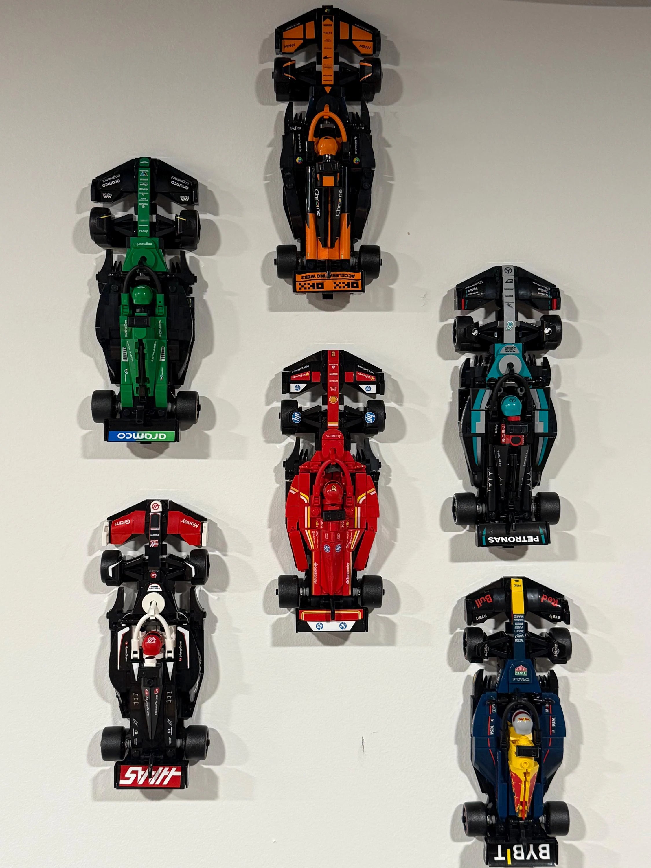 Wall Mount for Lego Speed Champions Formula 1 Cars - Display Holder 5 or 10 Mounts With Screws