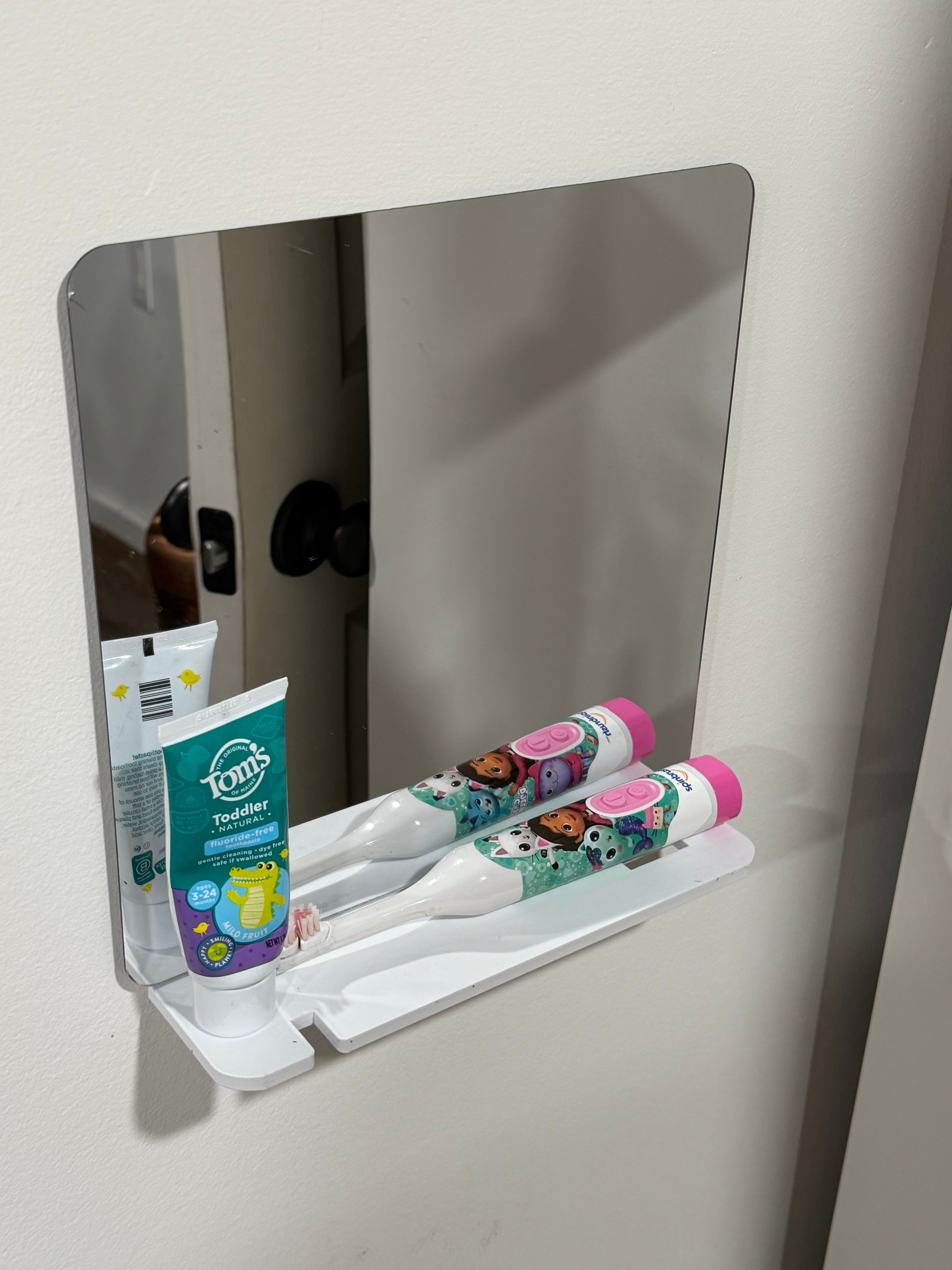 Montessori Toddler Self-Care Station: Kid's Bathroom Organizer with Mirror