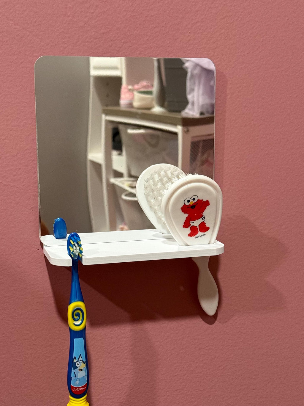 Montessori Toddler Self-Care Station: Kid's Bathroom Organizer with Mirror