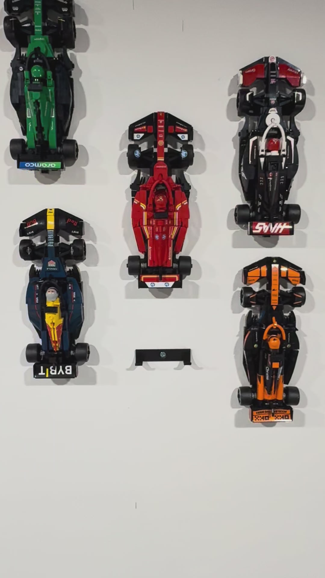 Wall Mount for Lego Speed Champions Formula 1 Cars - Display Holder 5 or 10 Mounts With Screws